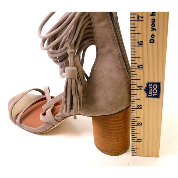 Jeffrey Campbell DESPINA BEIGE SUEDE LEATHER STRAPPY TASSEL ZIP SLINGBACK 8.5 US - Picture 7 of 10